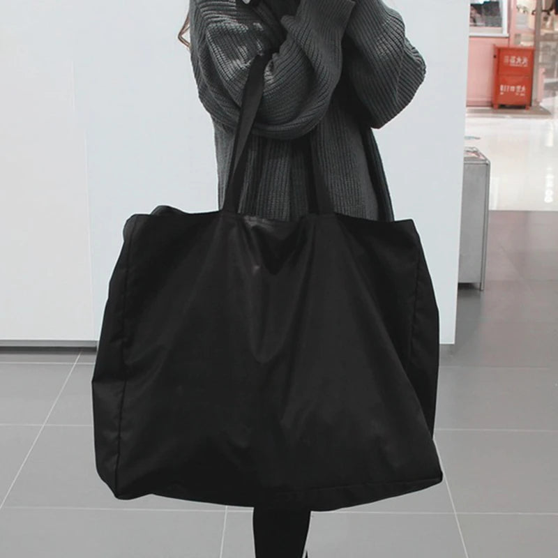 Shopping Bags Solid Color Zipper Large Capacity Grocery Totes Washable Reusable Simple Outdoor Heavy Duty New Fashion Bag