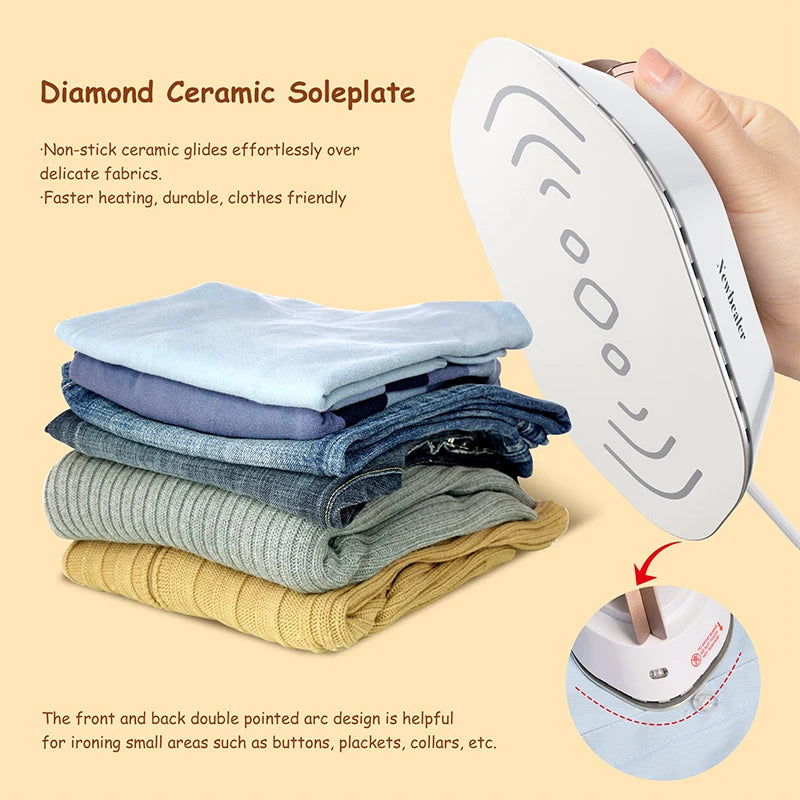Portable Electric Iron Dual Voltage 110V/220V 30S Preheating Non-steam Travel Mini Dry Iron for Quilting Sewing Clothes