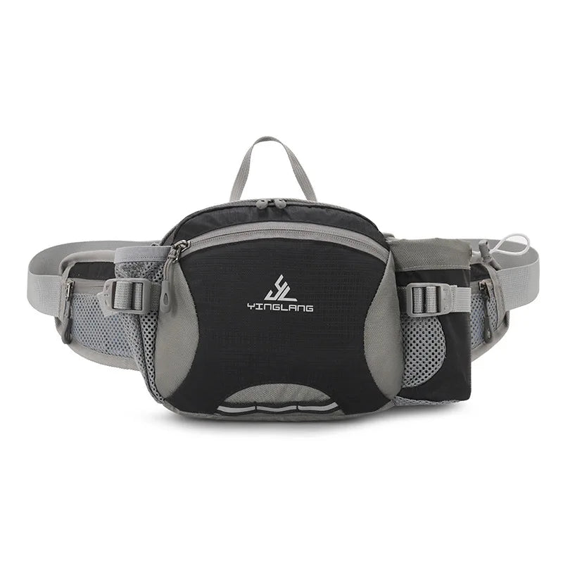 Nylon Waterproof Waist Bag with Bottle Holder Shoulder Crossbody Bag Outdoor Sports Hiking Running Cycling Bag for Man Women