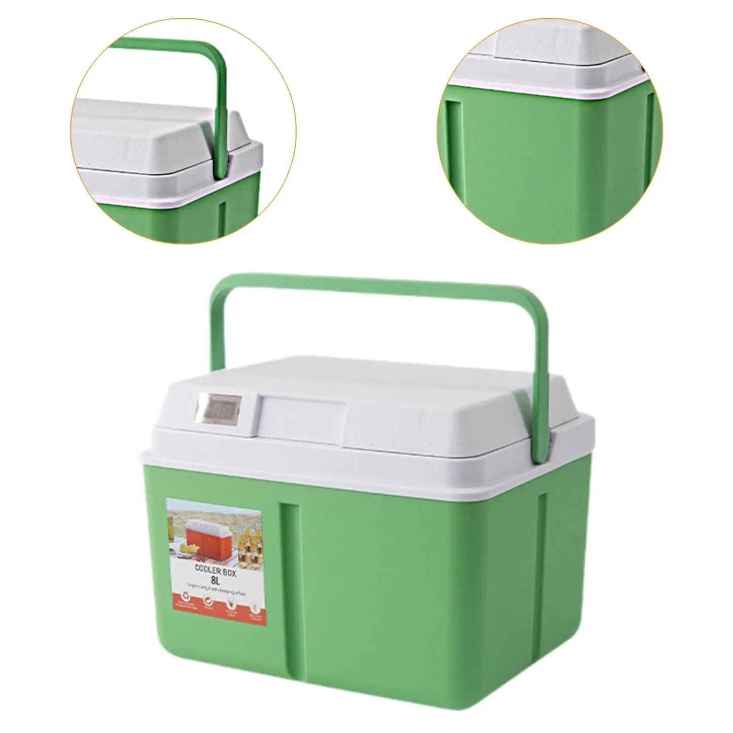 Camping Cooler Box Multifunctional for Beach, Sports with Lock Lid Lightweight Cold and Hot Insulated Case with Carry Handle