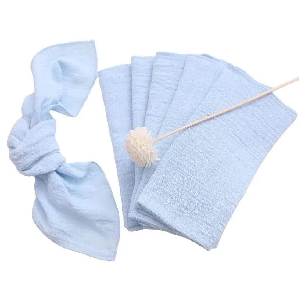 10pcs Cotton Cloth Napkins Gauze Fabric Blue 30x30cm for Wedding Party Birthday Tea Towel Table Baby Shower Christmas Napkins - P12 Hub Europe