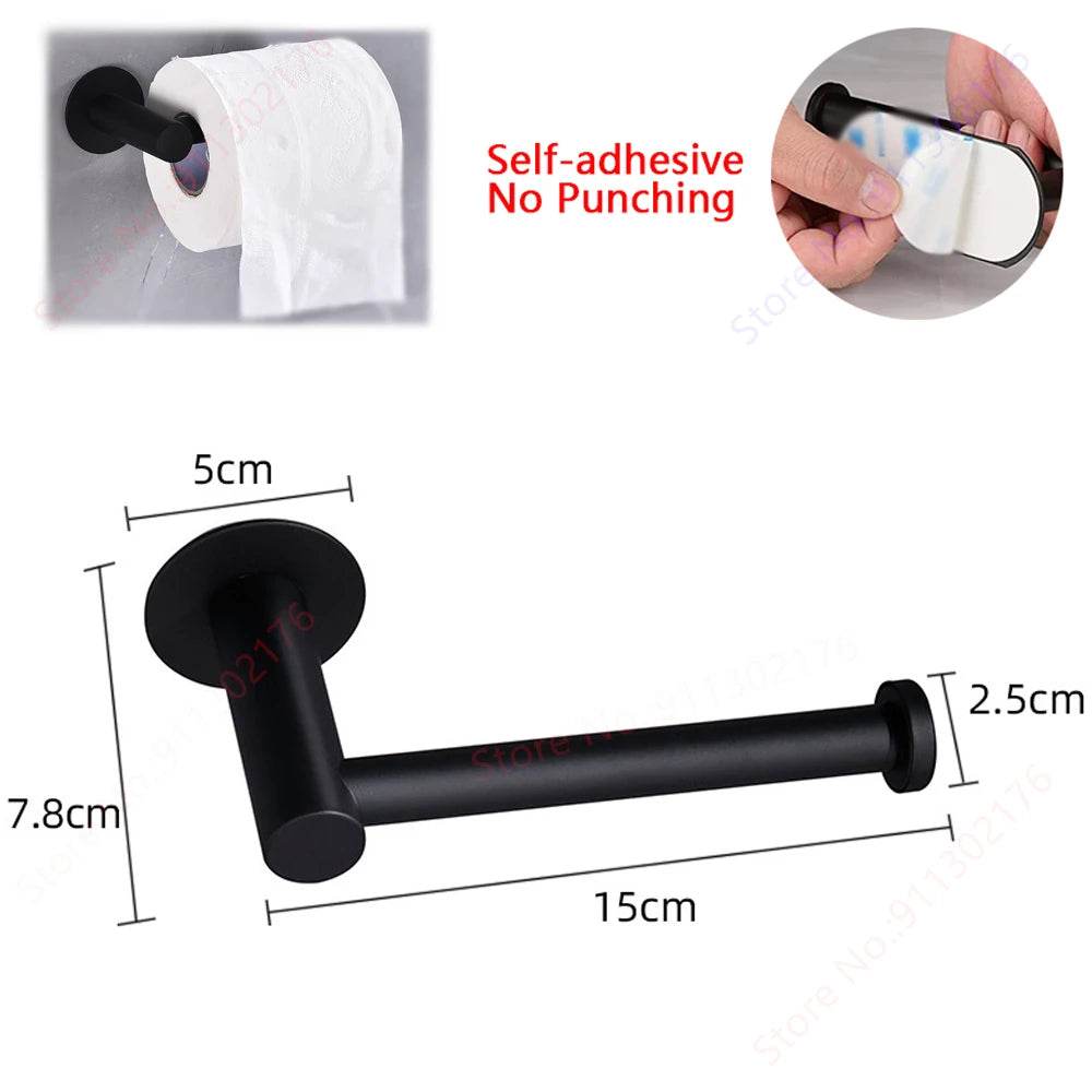 Adhesive Toilet Roll Paper Holder Organizer Wall Mount Storage Stand Kitchen Bathroom No Drill Tissue Towel Dispenser Stainless - P12 Hub Europe