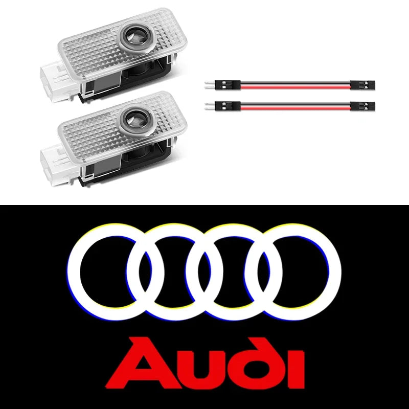 2Pcs LED Car Door Welcome Light Car Logo Projector Lights For Audi Sline RS A3 A4 A5 A6 A7 A8 S3 S4 Q2 Q3 Q5 Q7 S6 RS3 RS5 RS6