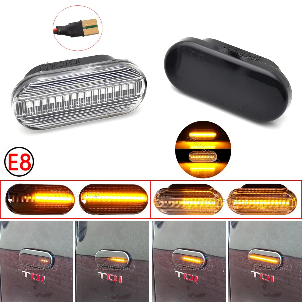 2x Side Marker Light For Seat Ibiza 6L Cordoba Toledo Leon 1M Skoda Octavia Dynamic LED Turn Signal Flashing Indicator Blinker