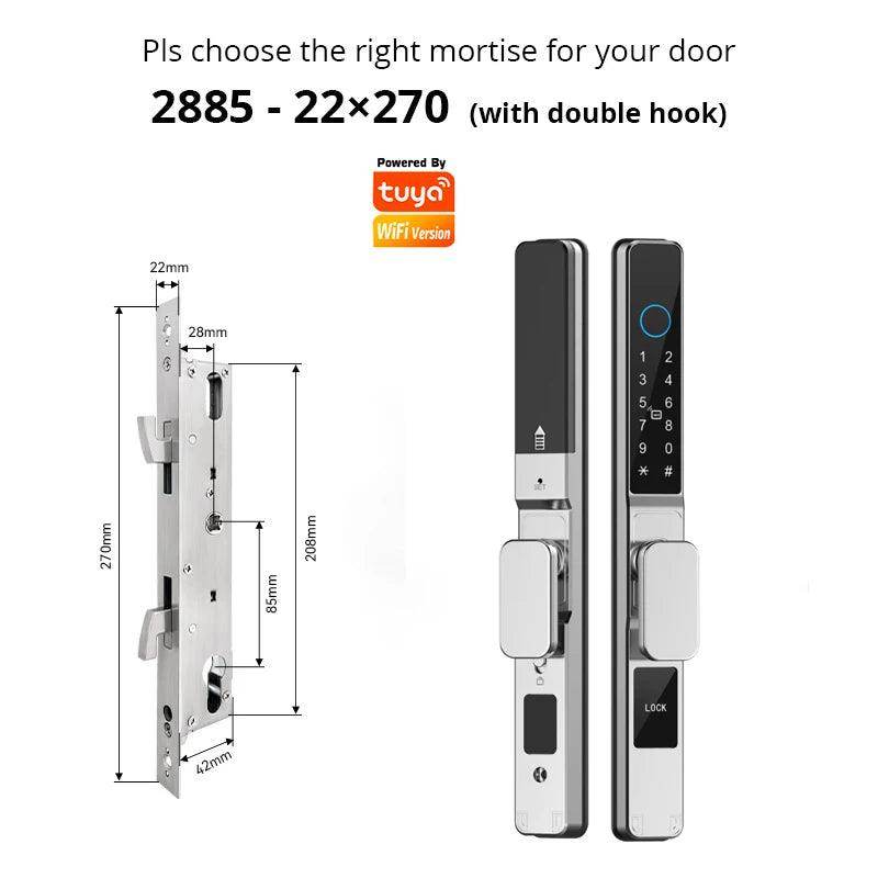 WiFi Sliding Door Lock | IP66, Fingerprint, Card, Code, Glass/Aluminum - P12 Hub Europe