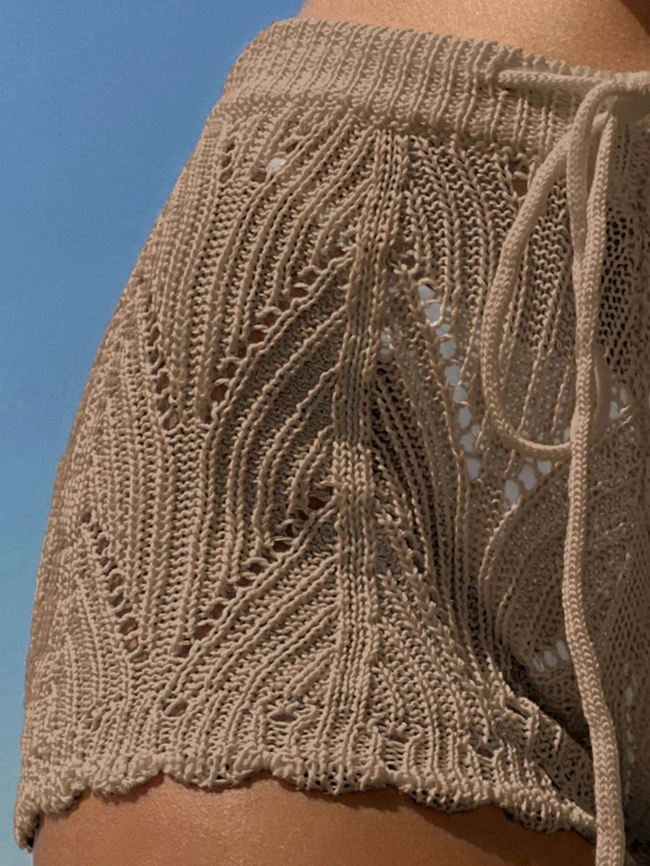 Hollow Drawstring Knitted Bikini Shorts - P12 Hub Europe