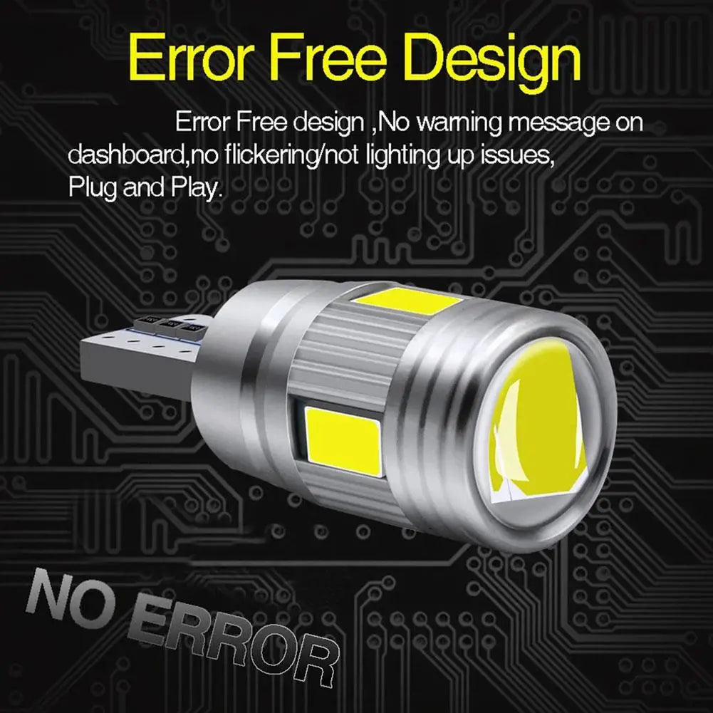 2x Car T10 LED Bulb W5W 194 LED Signal Light 12V 6000K Trunk Lamps Auto No Side 10SMD 5630 Claerance error Wedge X2N9