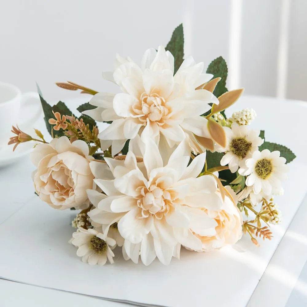 1Pc Hot sale Artificial Flower Silk Dahlia Rose daisy Christmas Home Decoration Bonsai Room Wedding Bridal Bouquet Party Diy box - P12 Hub Europe