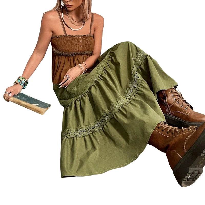 Green Pleated Long Skirt - P12 Hub Europe