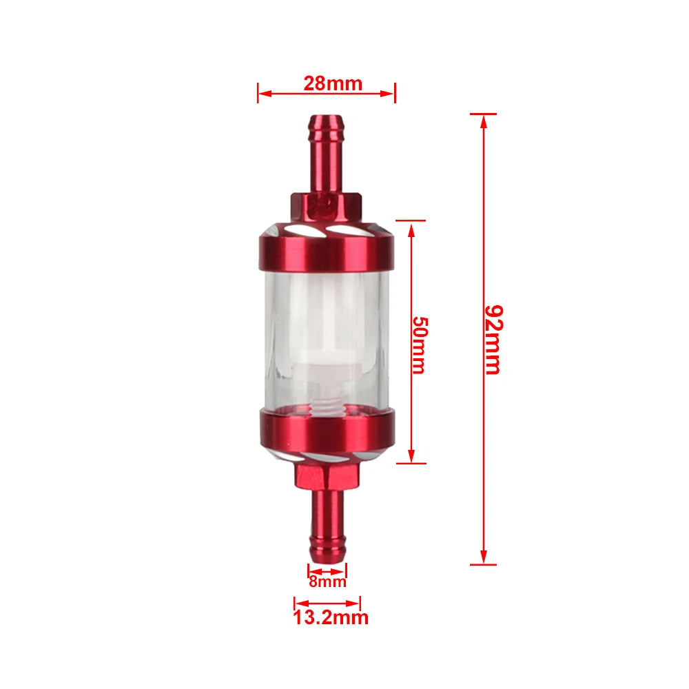 Universal 8mm CNC Aluminum Alloy Glass Gas Fuel Gasoline Oil Filter For Motocross Dirt Pit Bike ATV Buggy Quad Motorcycle Parts