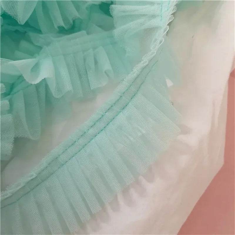 5CM Wide Double Layers 3D Pleated Mesh Lace Fabric Ruffle Trim Embroidered Collar Ribbon Sewing Clothing Skirt Splicing Material - P12 Hub Europe