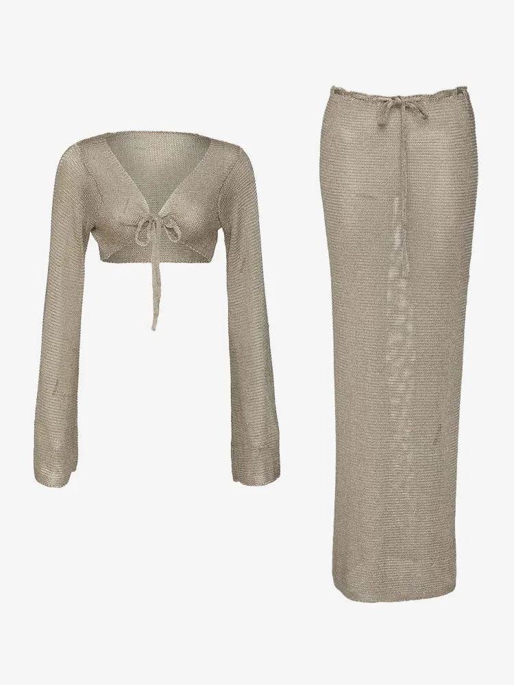 Sexy Gold Knit Skirt Set - P12 Hub Europe