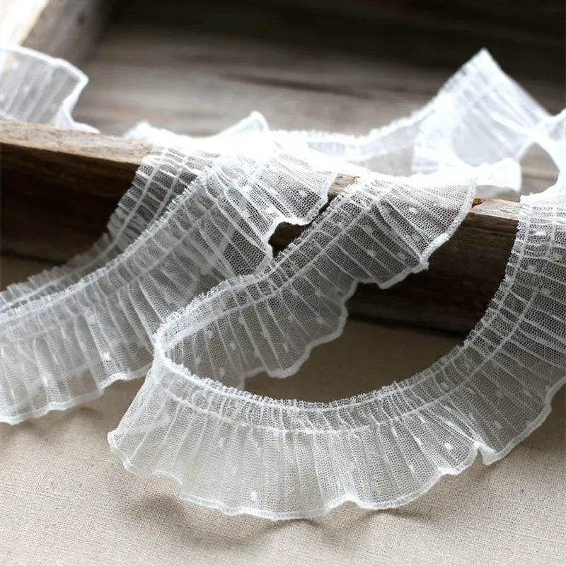 2024 Folds Ruffled Spotted Lace DIY Children's Dress Skirt Cuffs Hem Sewing Decoration Home Textile Pillow Storage Basket Trim - P12 Hub Europe