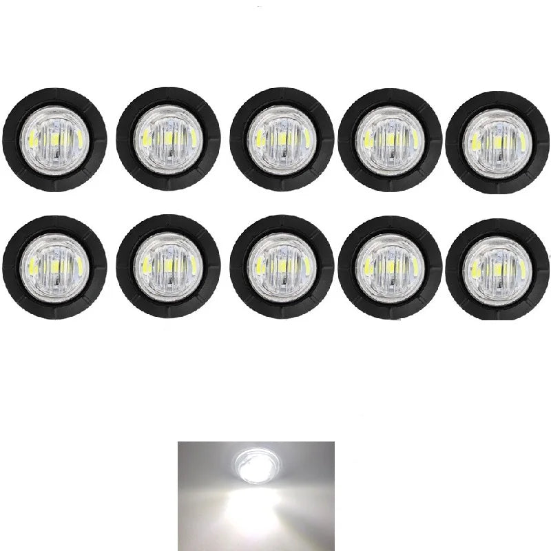 10pcs 3LED Round Tralier Side Marker Light 12V-24V for Truck Clearance Light Turn Signal Lamp Indicators