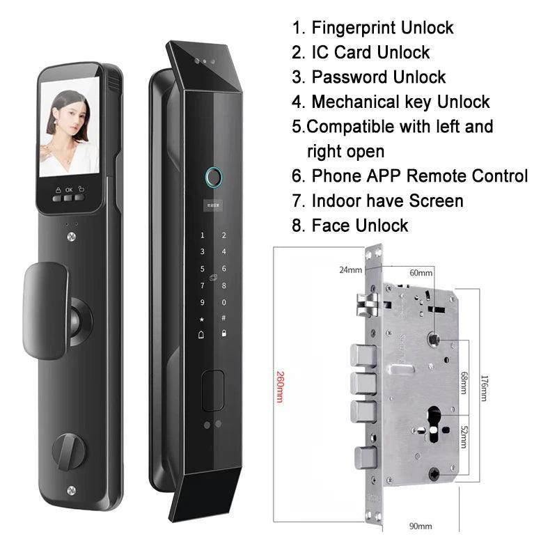 Smart Lock Video Doorbell, App, 6-in-1, 4200mAh - P12 Hub Europe
