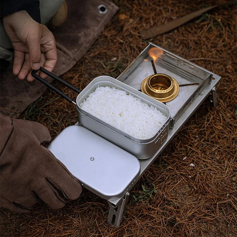 Campingmoon Hard Alumina Alloy Portable Heated Picnic Outdoor Camping Cookware Bento Lunch Meal Box