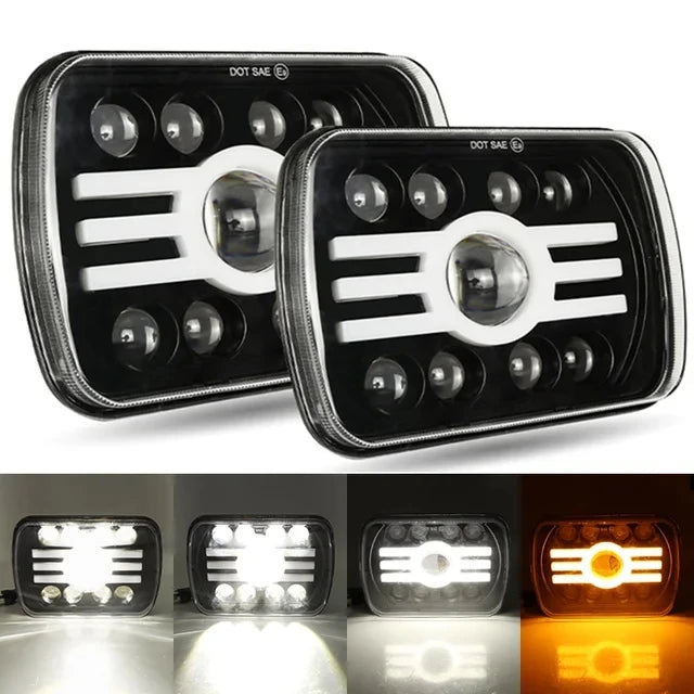 7x6'' 5X7 Inch Square Led Headlight Hi-Lo Beam Halo For Jeep Wrangler Motorcycle Car Off-road Truck
