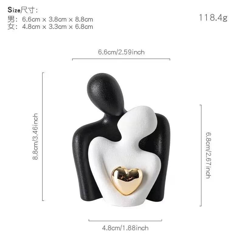 1 Pair Romantic Ceramic Love Embrace Figurines, Earthenware Couple Set, Indoor Decor for Bedroom, Valentine'S Day Festival Gift - P12 Hub Europe