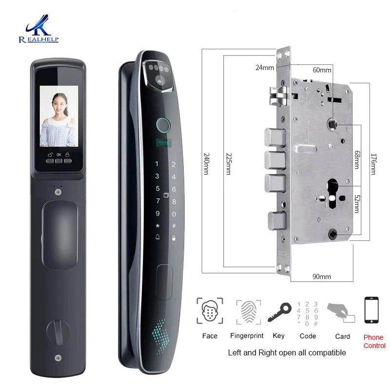 3D Face Lock w/ Camera WiFi, Fingerprint, Card, 40-80mm - P12 Hub Europe