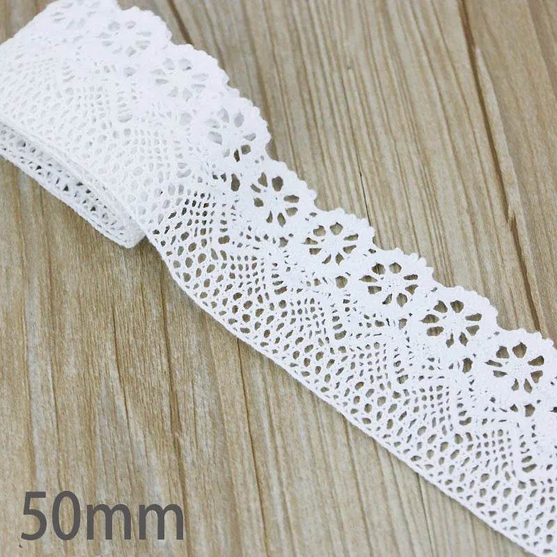 (5Meter/roll) White Beige Cotton Embroidered Lace Net Ribbons Fabric Trim DIY Sewing Handmade Craft Materials - P12 Hub Europe