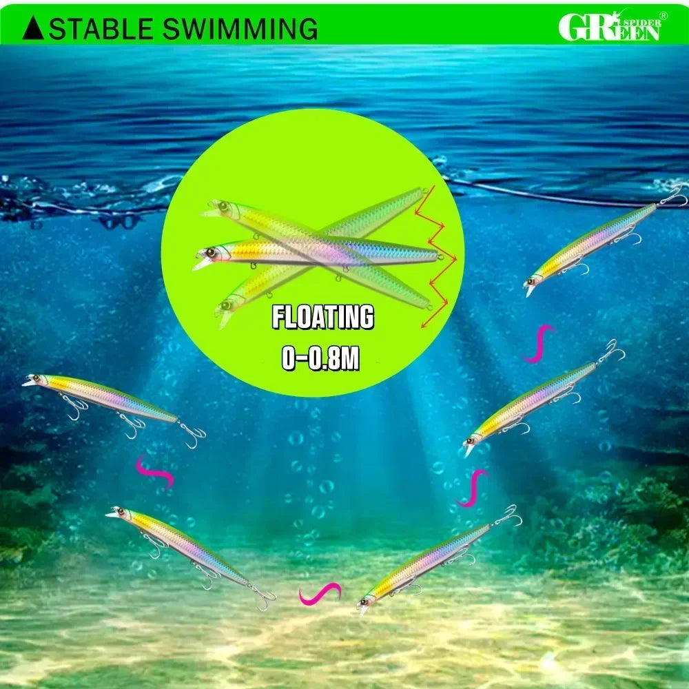 GREENSPIDER 16cm 33g New Long Casting Minnow Baits Floating Sea Fishing Lures Wobble Artificial Hard Baits Jerkbait Minnow