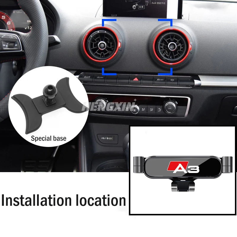 Car Mobile Phone Holder For Audi A3 S3 8V 2014-2025 Air Vent Mounts Stand GPS Gravity Navigation Bracket Car Accessories