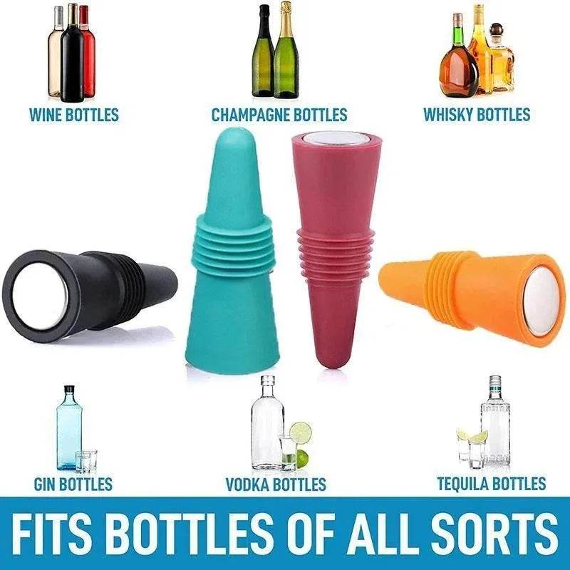 Silicone Wine and Beverage Bottle Cap Set Leak Proof Champagne Bottles Sealer Stoppers Wine Cork Saver Stopper Reusable - P12 Hub Europe