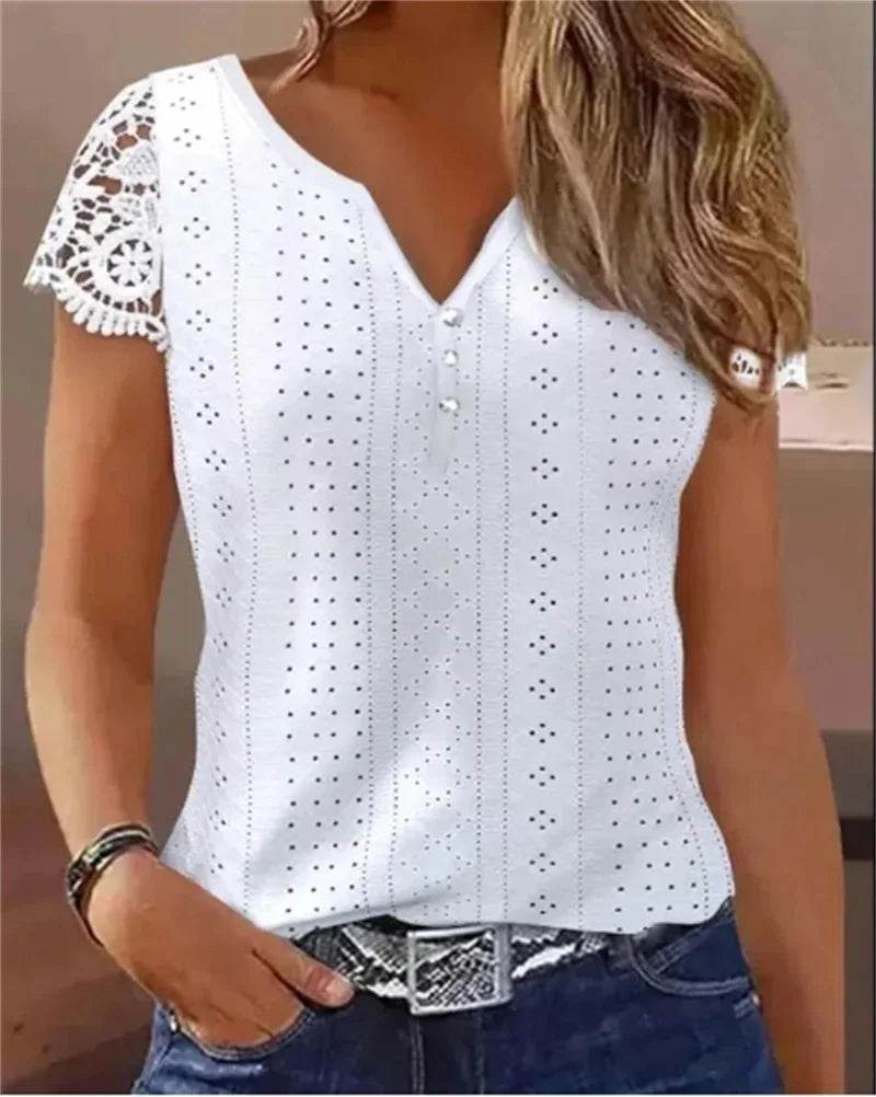 Women's Summer Lace Patch Blouse - P12 Hub Europe