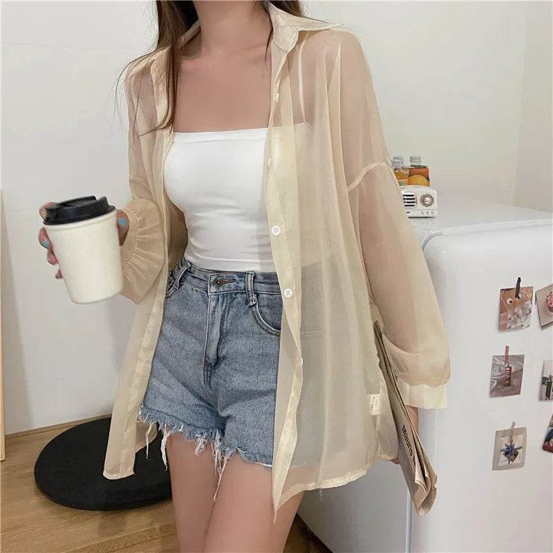 Semi Sheer Button Down Shirt - P12 Hub Europe
