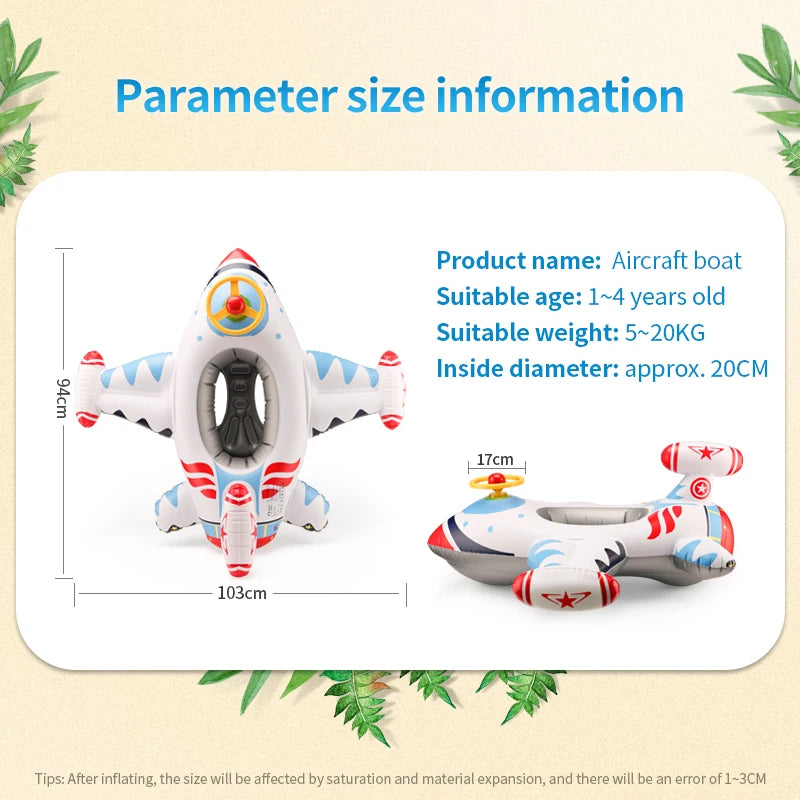 Baby Swimming Ring Kids Inflatable PVC Swim Circle Cartoon Airplane Seat Boat Floating Pool Accessories For Toddler Toys