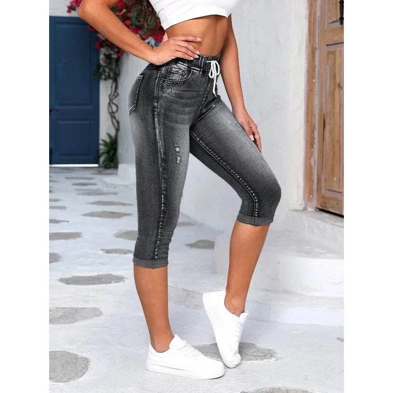 Women Ripped Knee Length Jeans - P12 Hub Europe