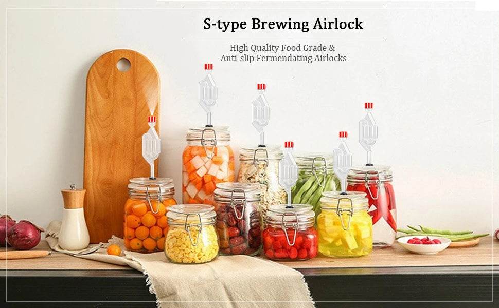 3 Pieces S-Shape Airlocks ,Homebrew Bubble Airlock Carboys Stopper & Fermenter Seal Valve with Food Grade Grommets Wine Making - P12 Hub Europe