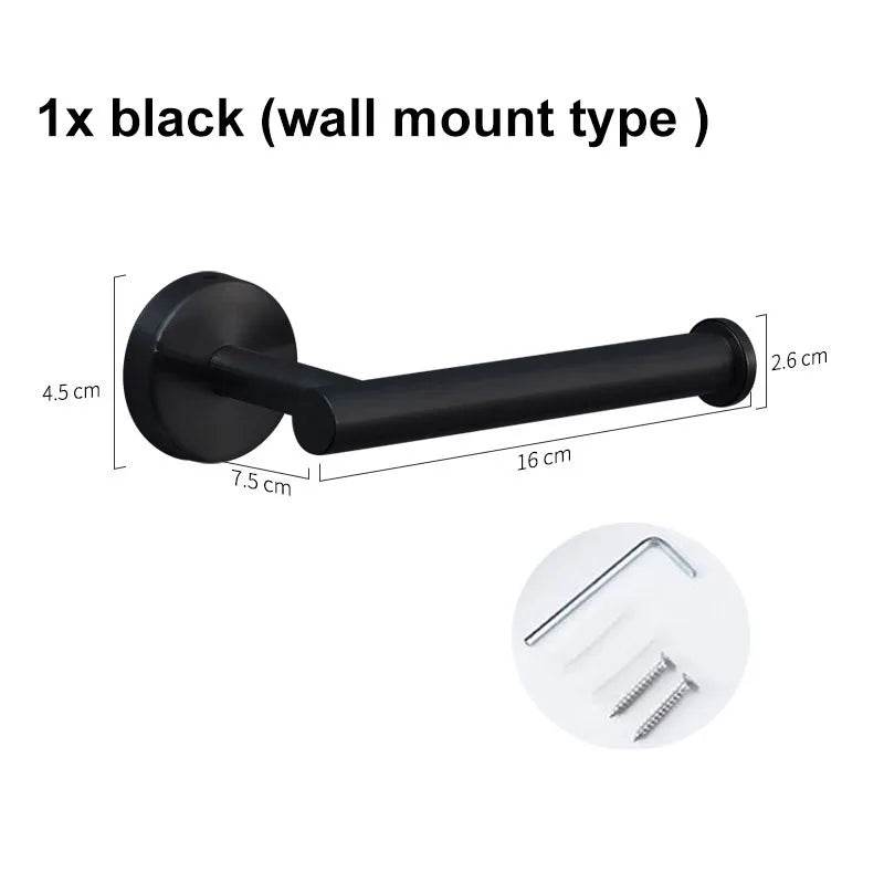 black Toilet Roll Paper Towel Toilet wall Holder Stainless Steel Organizers holder bathroom Self Adhesive Punch-Free Rack Tissue - P12 Hub Europe