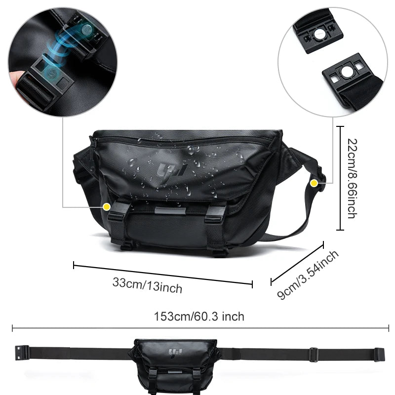 Ins Korean Style Men Waterproof Magnetic Buckle Crossbody Messenger Bag Daily Outdoor Travel Cycling iPad Camera Shoulder Bag