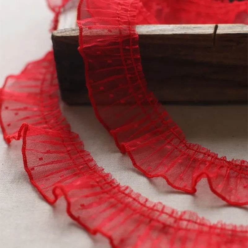 2024 Folds Ruffled Spotted Lace DIY Children's Dress Skirt Cuffs Hem Sewing Decoration Home Textile Pillow Storage Basket Trim - P12 Hub Europe