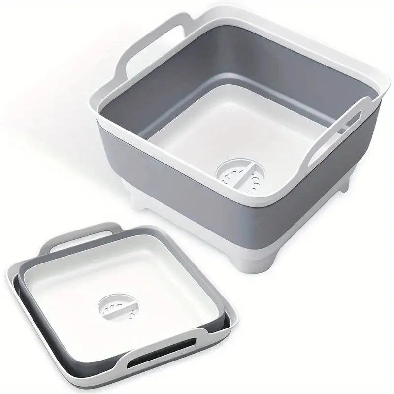 Silicone Collapsible Bucket with Drain Plug 1pc Portable Folding Basin for Camping Fishing Picnics Large Capacity Easy Storage
