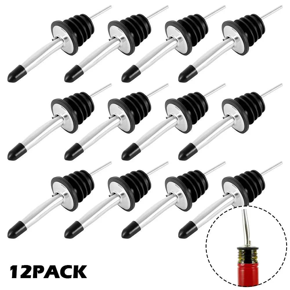 12/24pcs Stainless Steel Classic Bottle Pourers Tapered Spout Liquor Pourers Flow Wine Bottle Pour Spout Stopper Bar Accessories - P12 Hub Europe