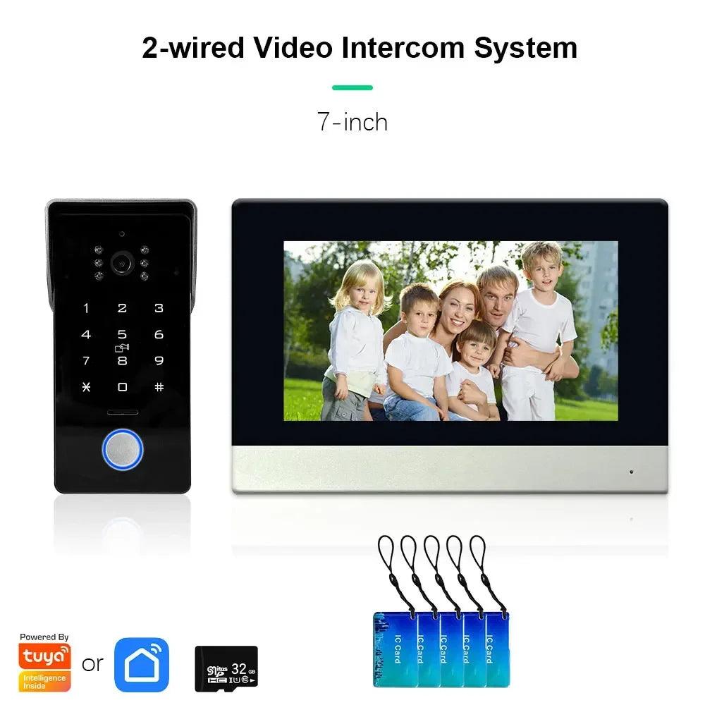 Intercom Tuya 2-Wire IP 1080P, 7" Touch, Password/Card Unlock - P12 Hub Europe