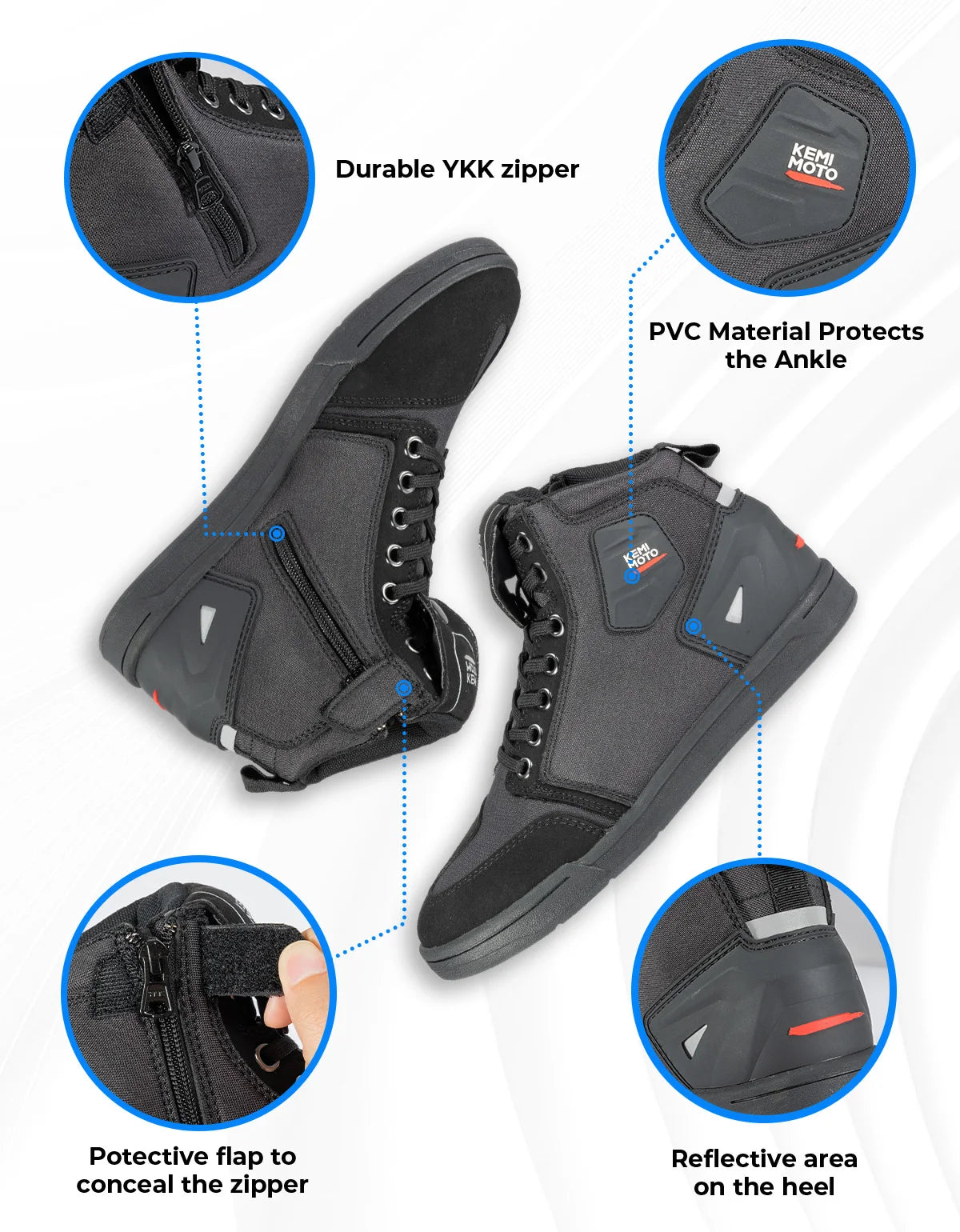 KEMIMOTO Motorcycle Shoes Summer Commuting Riding Men Boots Casual Rides Flat Shoes Anti-collision Protection Outdoor Activities
