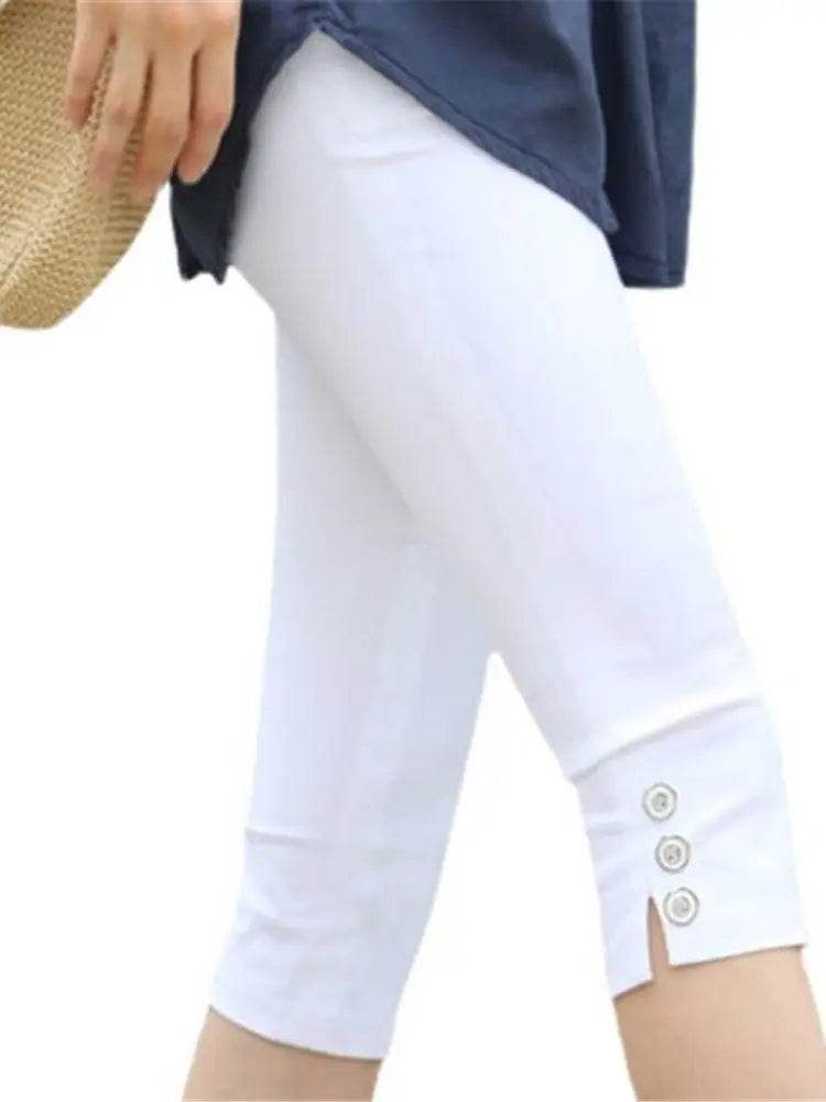 Women's Elastic High Waist Capris - P12 Hub Europe