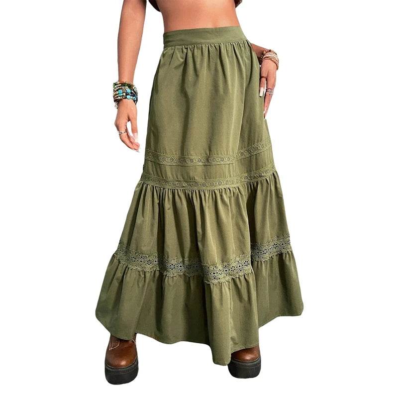 Green Pleated Long Skirt - P12 Hub Europe