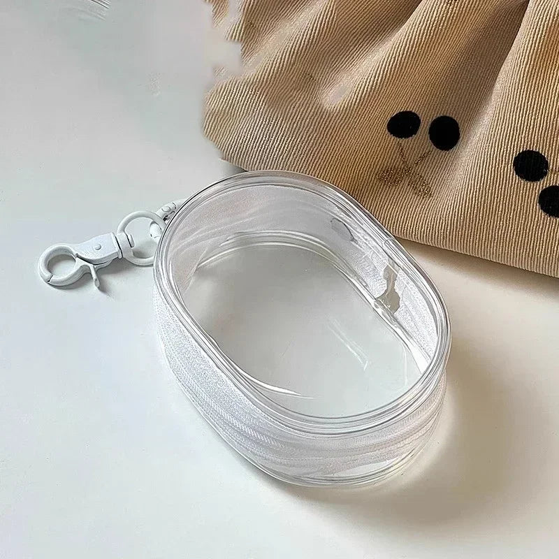 Portable Mini Clear Zipper Storage Bag Keychain Cartoon Doll Children Toy Mystery Box Organizer for Earphones Chargers Gift Bag