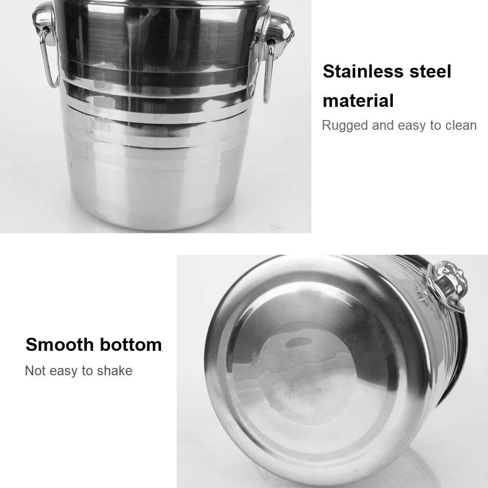 Wine Beer Cooler Bucket 5L Stainless Steel Ice Cube Maker For KTV Bar Kitchen Party Barware Champagne Wine Beer Bucket - P12 Hub Europe