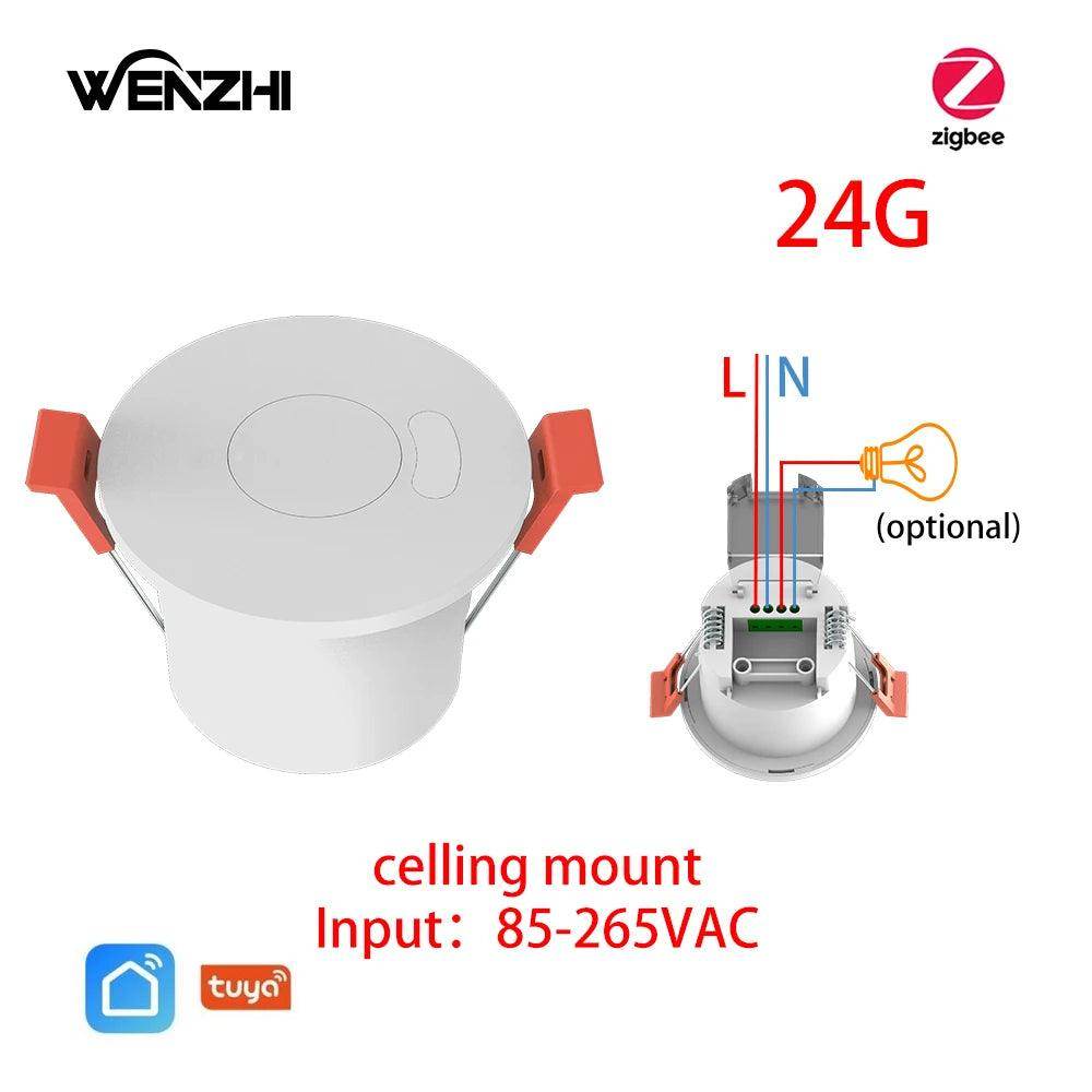 Radar Presence Sensor | WiFi/Zigbee, 16A Relay, Tuya - P12 Hub Europe