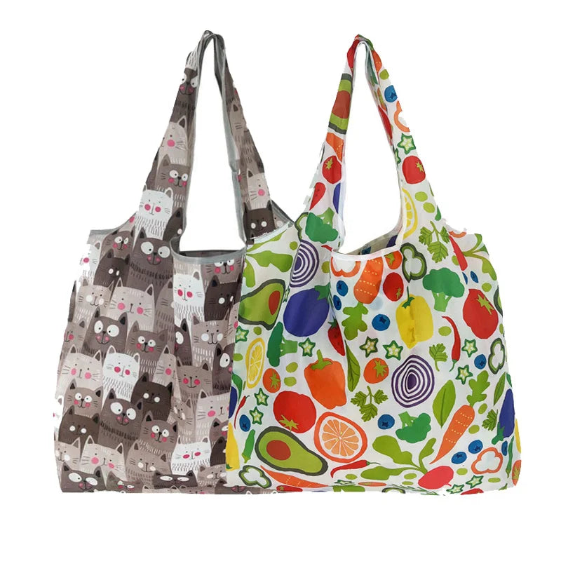 Large Reusable Shopping Bag for Women Shopper Tote Folding Bag Eco-Friendly Reusable Foldable Grocery Case Handbags Storage Bags