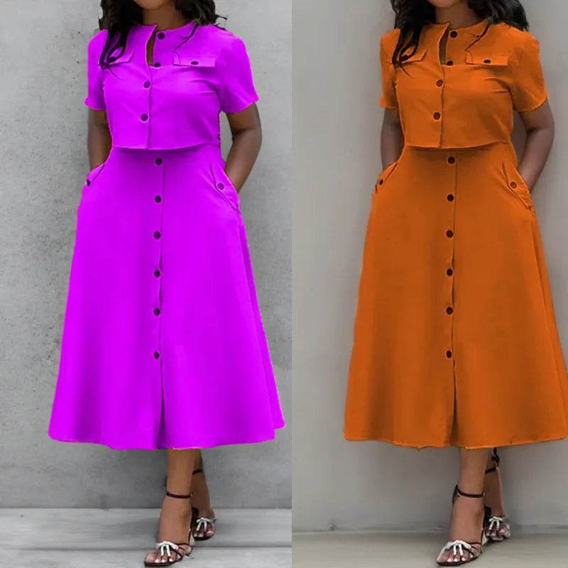 Women Elegant Button Skirt Set - P12 Hub Europe