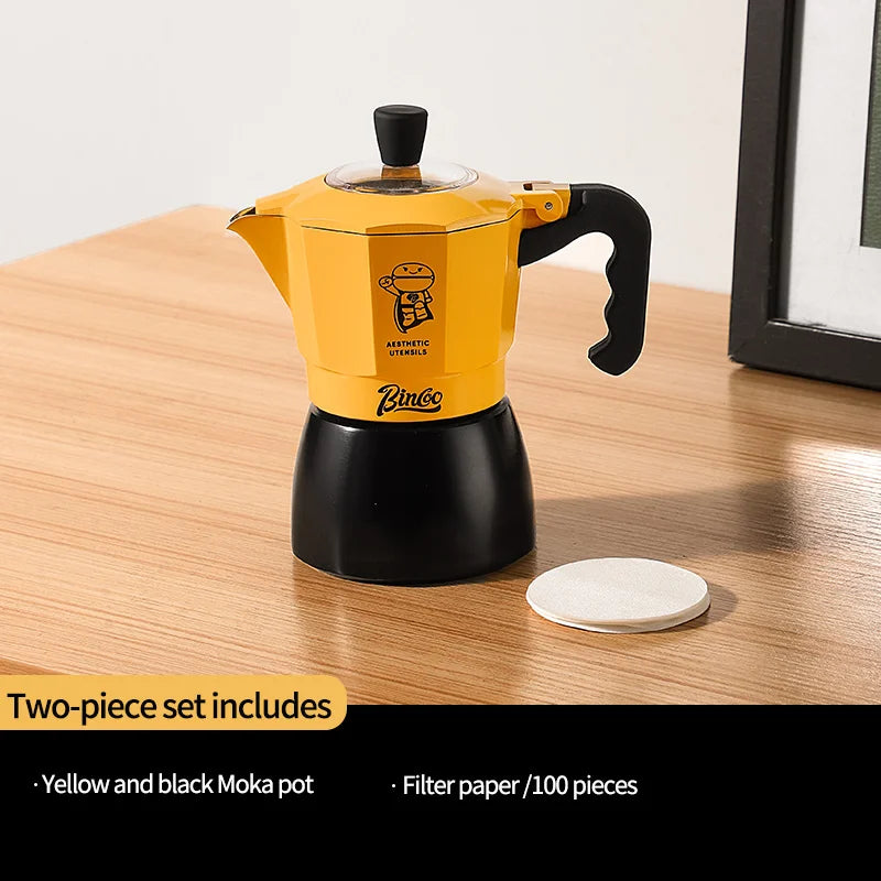 Bincoo Double valve Moka Pot Electric Stove Set Coffee Pot Household Italian Espresso Machine Mocha Pot Barista Accessories 220V