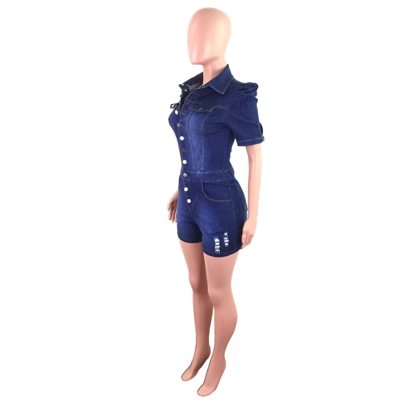Bleached Denim Shorts Overalls Women - P12 Hub Europe