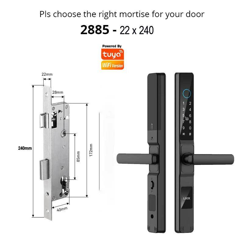 WiFi Sliding Door Lock | IP66, Fingerprint, Card, Code, Glass/Aluminum - P12 Hub Europe