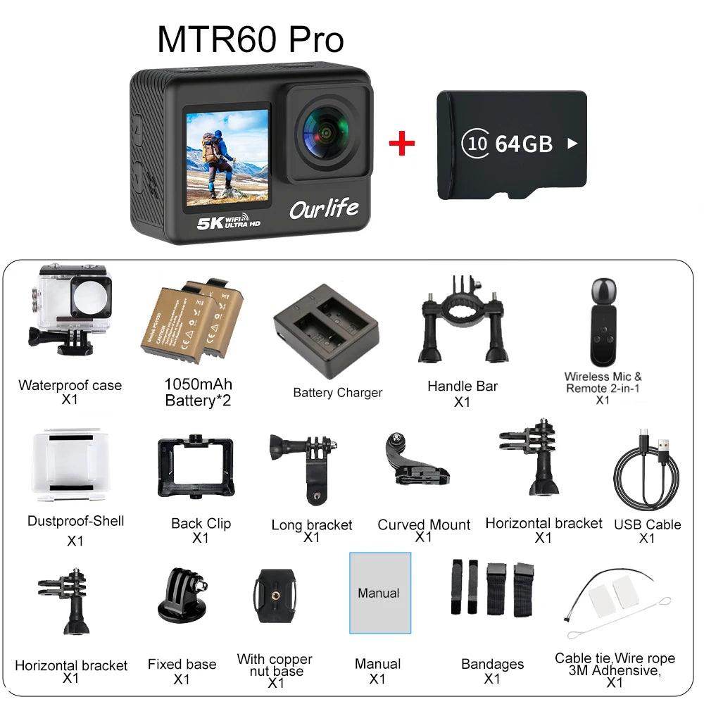 5K Action Camera Ourlife MTR60 ProTouchscreen, EIS, Waterproof - P12 Hub Europe